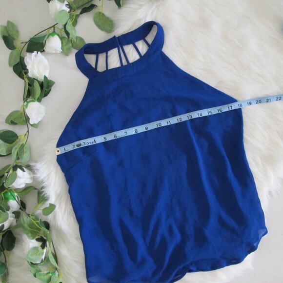 Naked Zebra | Royal Blue Strappy High Neck Collar Button Back - Picture 11 of 13